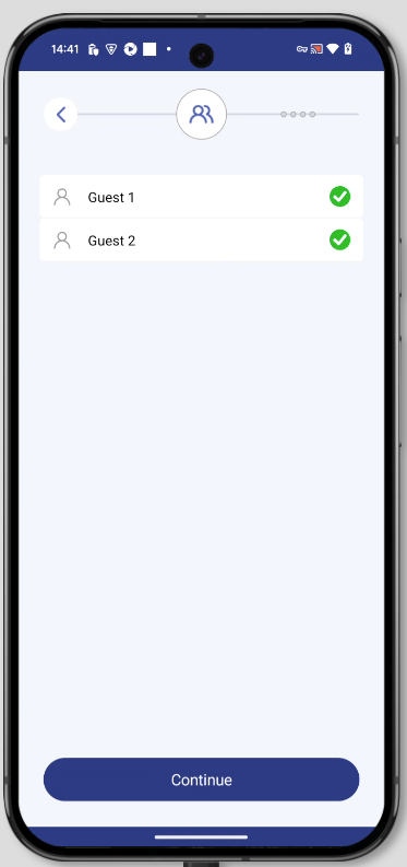 Guest list with green checkmarks – all details complete