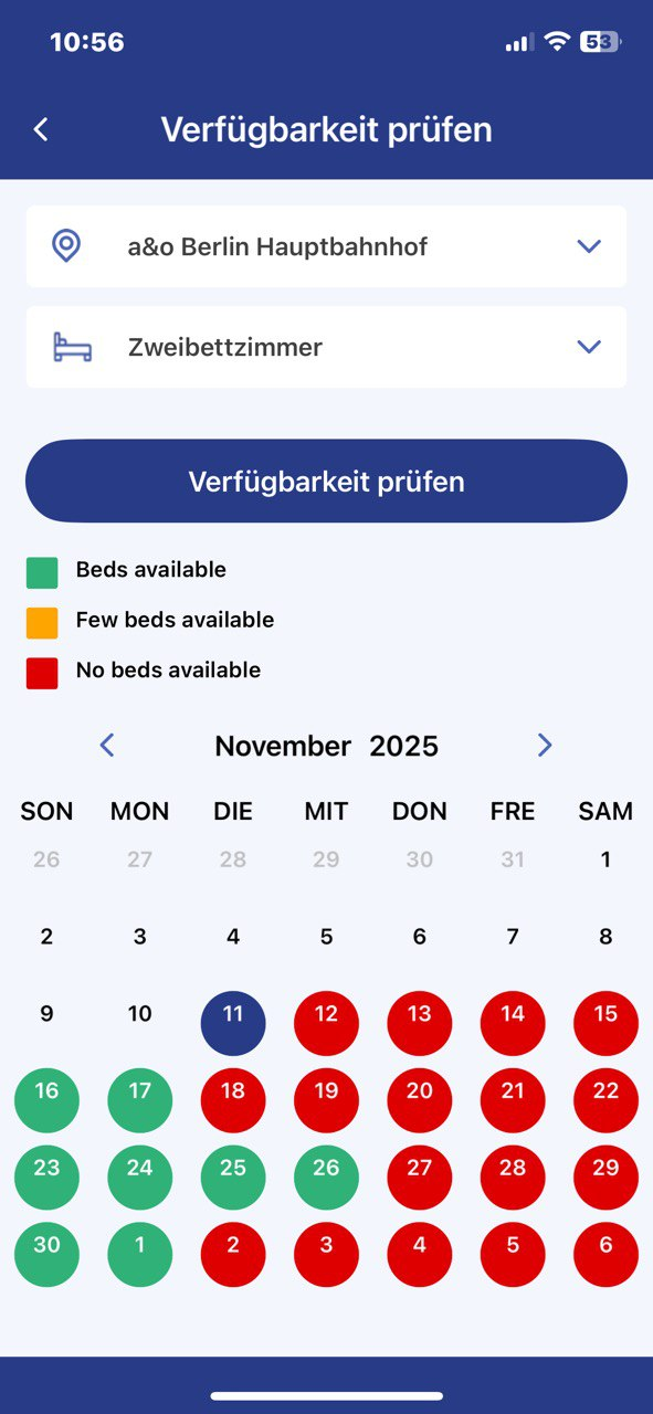 a&o Hostel voucher availability step 3