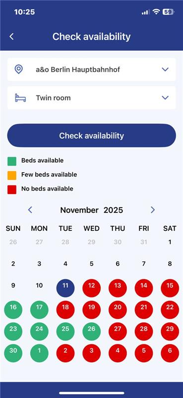 a&o Hostel voucher availability step 3