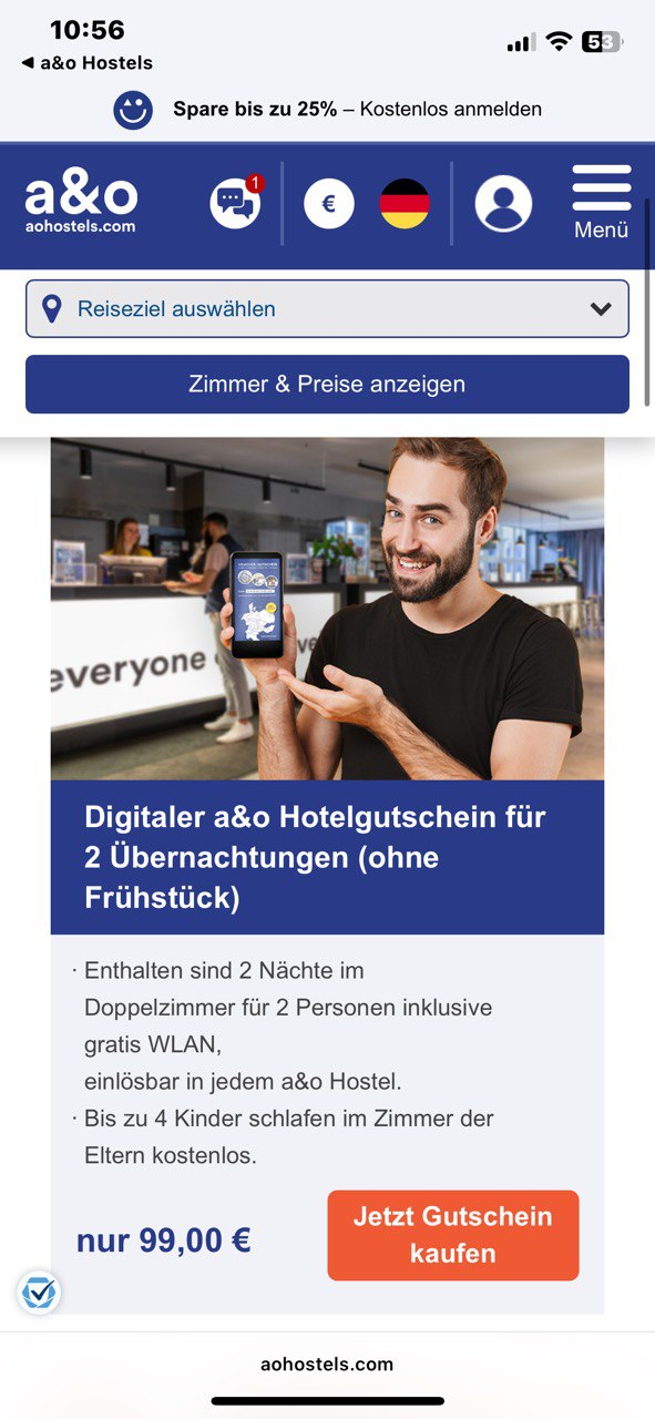 a&o Hostel voucher where to buy step2