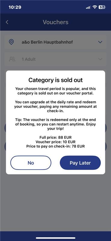 a&o Hostel voucher instruction step 5