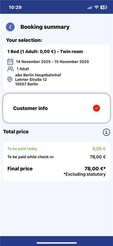 a&o Hostel voucher instruction step 7