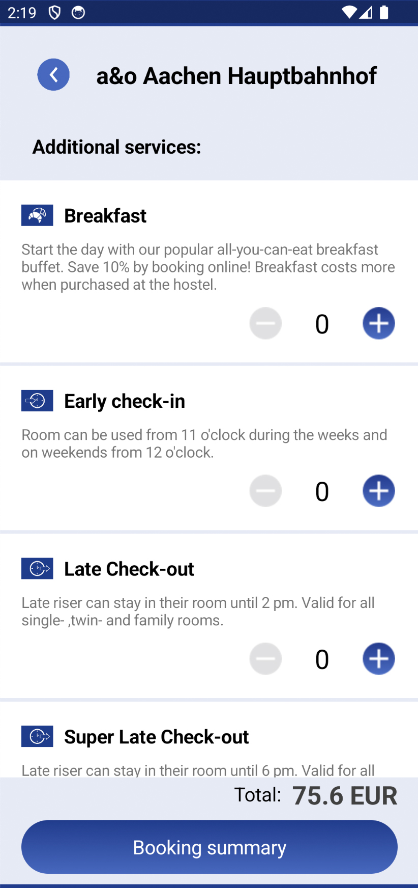 a&o Hostel voucher mobile step6