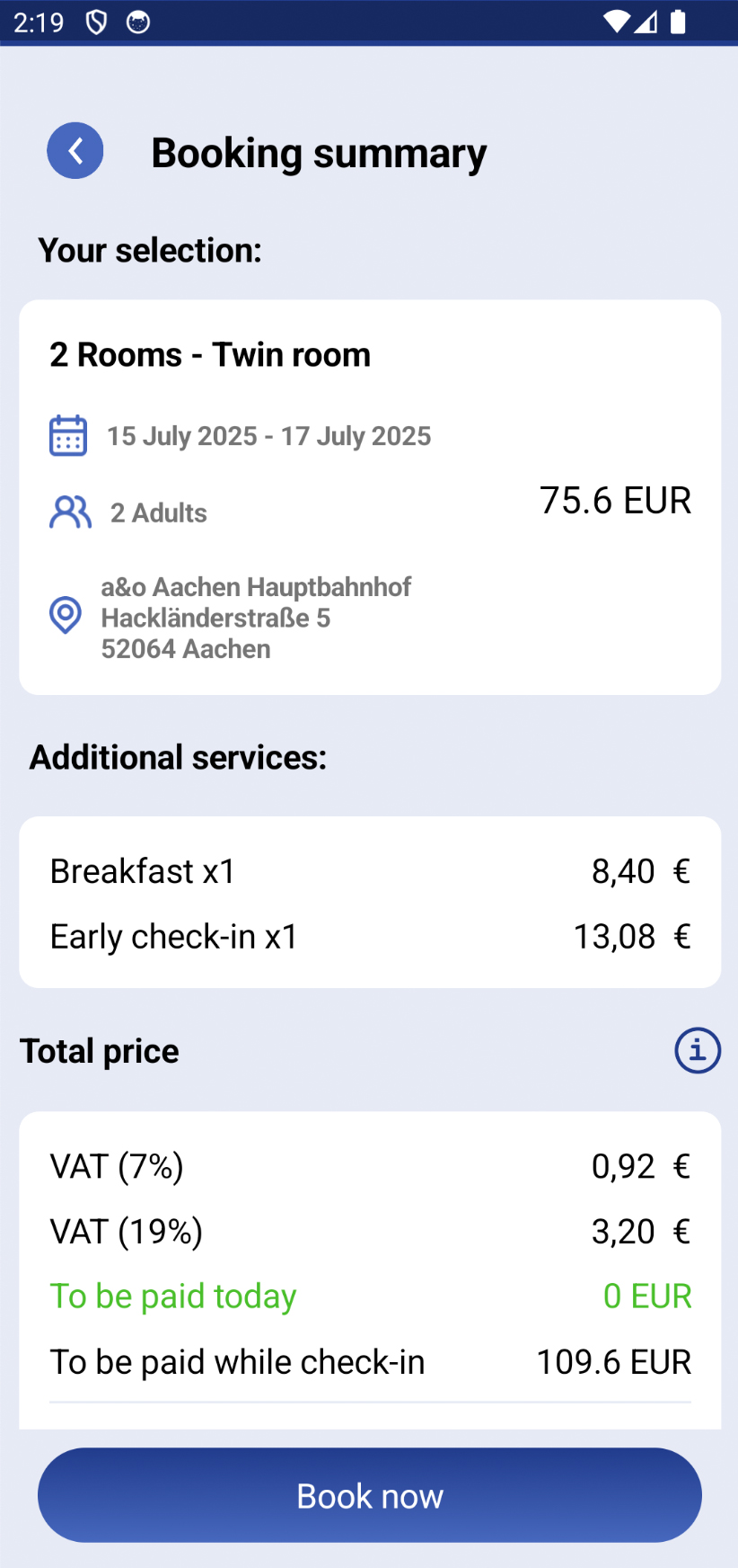 a&o Hostel voucher mobile step7